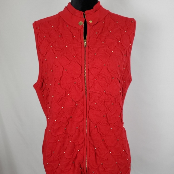 Peck & Peck ❤  Beautiful red sleeveless jacket - Picture 2 of 8